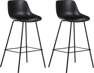 Beliani Beliani - Conjunto De 2 Sillas De Bar Taburetes Altos De Pl&aacute;stico Patas De Metal Negro Emmet