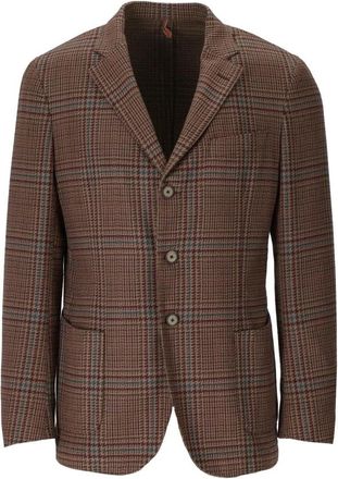 Santaniello Tartan Single-Breasted Jas - Heren - Blazers - Bruin - L - Katoen - Jassen