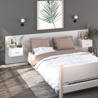 vidaXL Mesitas De Noche De Pared 2 Unidades Blancas Vidaxl