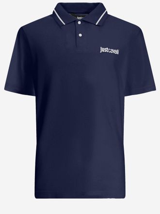 Just Cavalli Polo de algod&oacute;n con cuello bicolor y logo de Just Cavalli