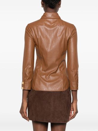 Elisabetta Franchi Faux-Leather Shirt - Brown
