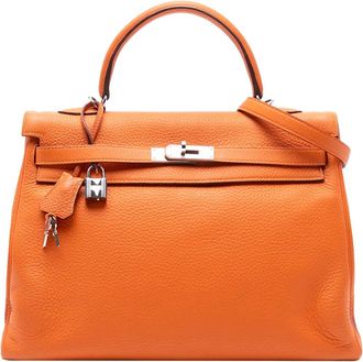 Herm&egrave;s Borsa a tracolla Kelly II Retourne 35 in pelle Togo 2011 - Arancione