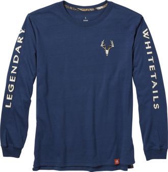 Legendary Whitetails Mens Long Sleeve T-Shirt Graphic Tee Preshrunk 100% Heavyweight Cotton, Crater Lake Blue, 4XL Big