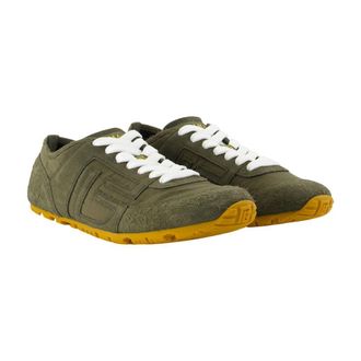 Balmain Mens Racer Sneaker Green Calfskin