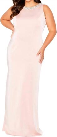 Cameron Blake Sleeveless Novelty Crepe Gown In English Rose