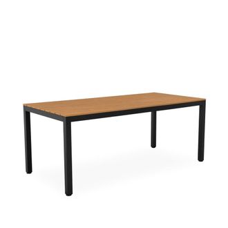 Koketto Home Mesa de exterior tapa polimadera natural y patas aluminio negro