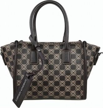 Emporio Armani Black Beige Pattern Double Handle Bag