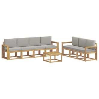 vidaXL Conjunto De Sof&aacute;s De Exterior 8 Pcs Blanco Y Gris Claro Vidaxl