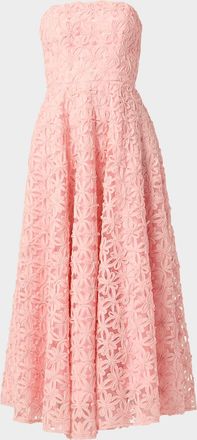 Shoshanna Strapless Floral Applique Maxi Dress