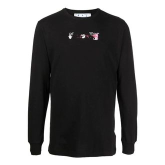 Off-white Mens Off-White SS22 Arrow Pattern Printing Long Sleeves Black T-Shirt OMAB001F21JER00510321032