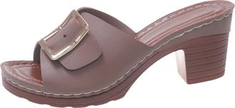 Generic Women Summer Fish Mouth Slippers Thick Heeled Platform Sandals with Square Buckle Strap Design for Wide Feet Comfort (5.5)