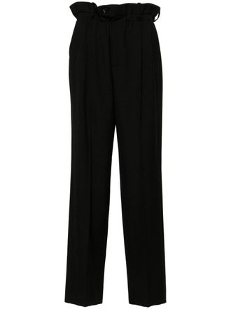 Gucci paperbag-waist straight-leg trousers - women - Wool/Silk/Acetate - 42 - Black