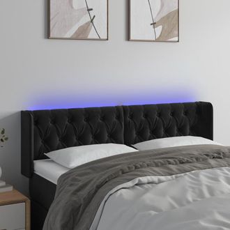 vidaXL Cabecero Con Led De Terciopelo Negro 163x16x78/88 Cm Vidaxl