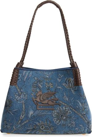 Etro Small Libra Denim Shopping Tote in Print On Blue Base at Nordstrom