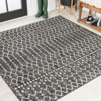 Jonathan Y Designs Ourika Moroccan Geometric Textured Weave Indoor/Outdoor Square Area Rug