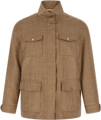 Herno Field Turtleneck Jacket - Dames - Zomerjassen - Beige - XL - Wol - Jassen