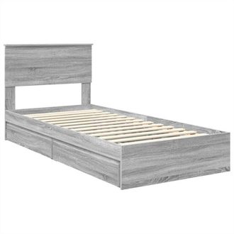 vidaXL Cama Con Almacenamiento Con Cabecera Gris Sonoma 90 X 200 Cm Vidaxl