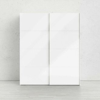 Dmora Guardaroba 2 ante Portlouis, Mobile camera da letto, Cabina armadio portabiti, Armadio appendiabiti, 182x62 h220 cm, Bianco lucido - Dmora
