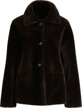 Kiton Jassen, Dames, Bruin, M, Satijn, Omkeerbare Shearling Jas