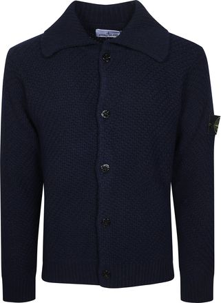 Stone Island RWS Ribbed Collar Compass Patch Wool Cardigan