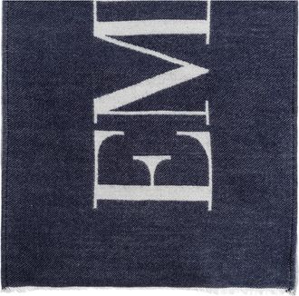 Emporio Armani Sjaal met logo - Heren - Sjaals - Blauw - ONE Size - Accessoires