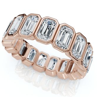 Pompeii3 5Ct Emerald Cut Bezel Eternity Wedding Ring 14k Gold Lab Grown