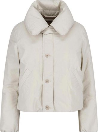 Christophe Lemaire Neutral High Padded Collar Cropped Jacket