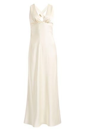 Significant Other Lucile Sleeveless Satin Maxi Dress in Ecru at Nordstrom, Size 12 Us