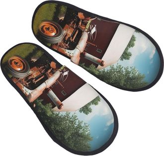 Generic Shoes Company Farm Tractor Faux Fur Slippers Anti-Skid Sliders For Big Kid Trip Hotel M