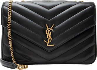 Saint Laurent Black Matelasse Lambskin Monogram Loulou Large Nm Shoulder Bag (Authentic Pre-Loved)