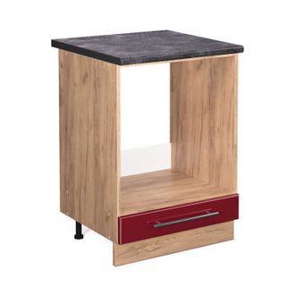 Vicco Armario Para Horno Empotrado Fame-line, Rojo Burdeos Alto Brillo, 60 Cm, Et Antracita Vicco