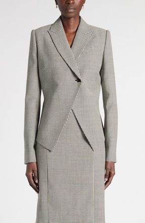 Alexander McQueen Houndstooth Wool Jacket in Black/ivory at Nordstrom, Size 12 Us