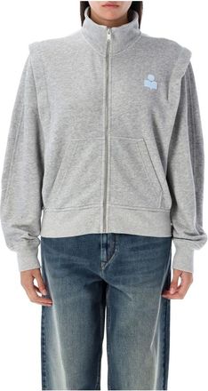 Isabel Marant Hoodies & sweatvesten, Dames, Grijs, M, Katoen, Grijs IJsblauw Gebreid Sweatshirt Aw 25
