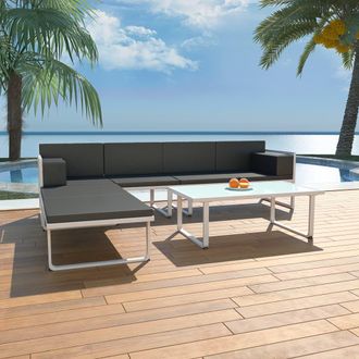 vidaXL Vidaxl - Set De Muebles De Jard&iacute;n 4 Piezas Y Cojines Aluminio Negro