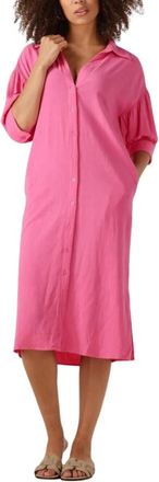 Ydence Roze Midi Jurk Sienna Charme - Dames - Shirt Kleedjes - Roze - XS - Denim - Kleedjes