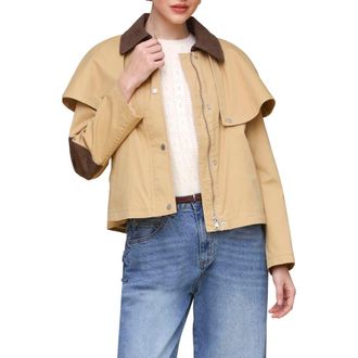 Avec Les Filles Crop Cape Trench Jacket in Khaki at Nordstrom, Size X-Small