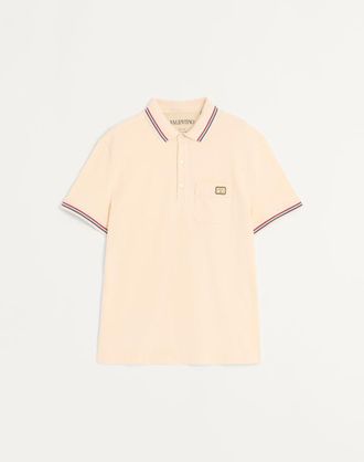 Valentino Cotton Piqu&eacute; Polo Shirt With VLogo Patch