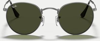 Ray-Ban Occhiali da sole rotondi in metallo grigio canna di fucile con lenti verdi