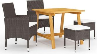 vidaXL Juego De Comedor De Jard&iacute;n De 5 Piezas Marr&oacute;n Vidaxl