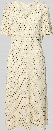 Ichi Midikleid mit V-Ausschnitt Modell ZABBY in Beige, Gr&ouml;&szlig;e 34