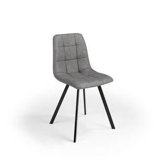 Pondecor Interiorismo Set 4 sillas con patas met&aacute;licas negras y polipiel gris