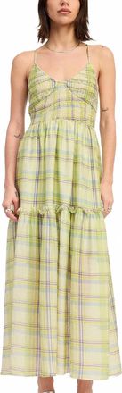 Emory Park Plaid Smocked Maxi Dress In Lime