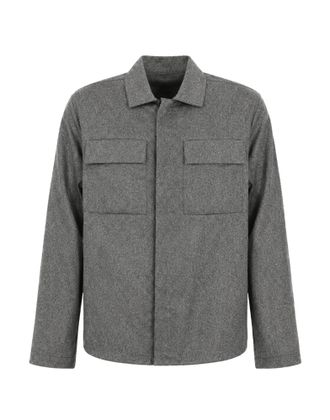 Nine In The Morning Grey Freud Wool-Blend Flap Pocket Overshirt