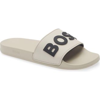 BOSS Kirk Slide Sandal in Open White at Nordstrom Rack, Size 13Us / 12Uk