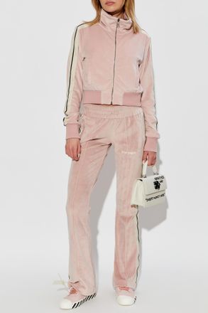 Palm Angels Velvet Sweatshirt With Stand-up Collar, Womens, Pink