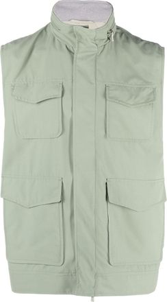 Eleventy high neck vest - men - Polyamide/Wool/Polyester - 58 - Green