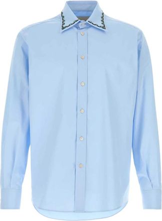 Valentino Garavani Poplin Shirt - Heren - Casual Overhemden - Blauw - XL - Katoen - Overhemden