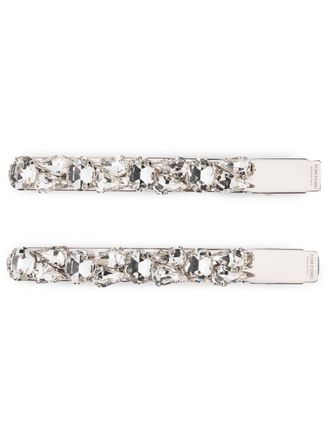 Tom Ford crystal-embellished hair clips - women - Crystal/Palladium - One Size - Black