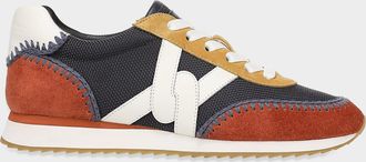 Veronica Beard Penrose Whipstitch Mesh and Mixed Leather Sneakers