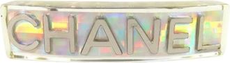 Chanel Pre-owned Accessories, female, White, Size: ONE SIZE Pre-owned Hologram Prism Logo Barrette Hair Accessory